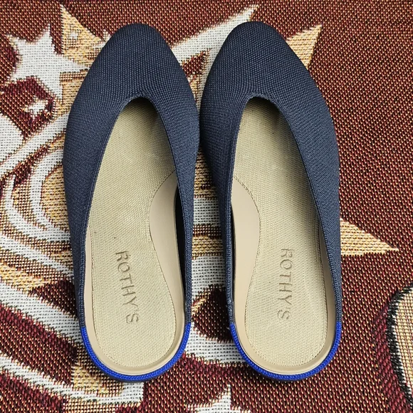 Rothy's Almond Toe Demi Flats Mules Navy Women's Size 7 Shoes Loafers Rothys - Picture 9 of 13